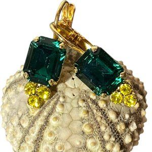 Mariana Earrings, Lever Back, Emerald Cut and Trio Cluster